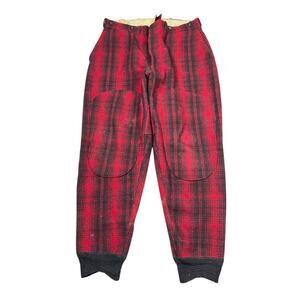 Woolrich VTG 50s Buffalo Plaid Lumberjack Hunting Logger Pants Red Black 36